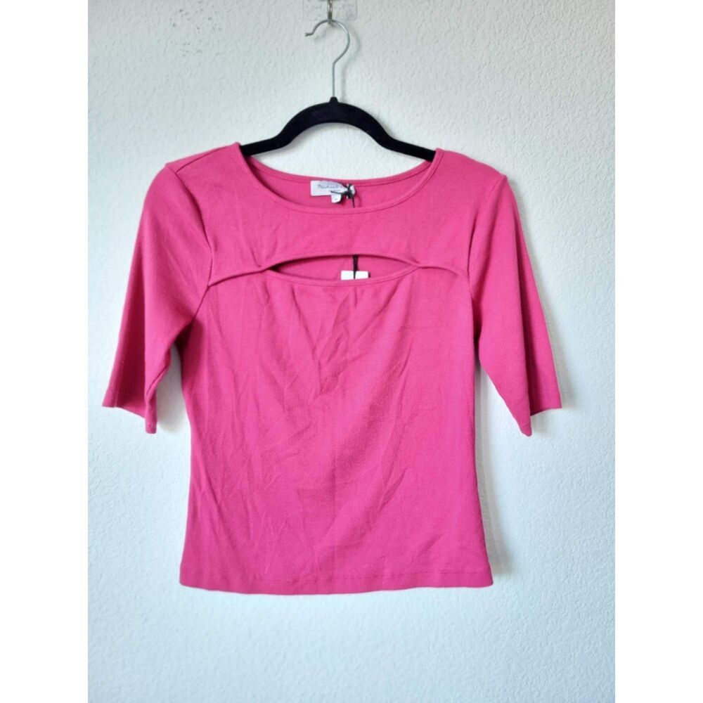 Michael Stars Pink Cutout Ribbed Top – Size M, New With Tag